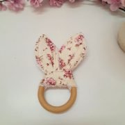 Μασιτικό με αυτάκια Floral Ροζ (Κρίκος Οδοντοφυίας)
