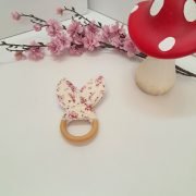 Μασιτικό με αυτάκια Floral Ροζ (Κρίκος Οδοντοφυίας)