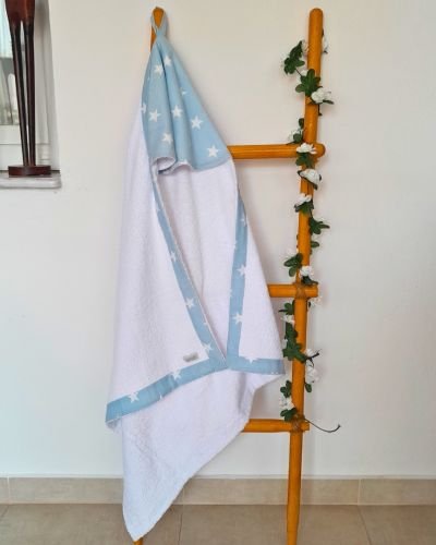 Βρεφική Πετσέτα Κάπα Γαλάζια Αστεράκια