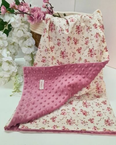 Βρεφική Κουβερτούλα Minky Floral Σάπιο Μήλο
