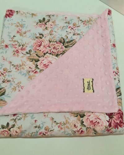 Βρεφική Κουβέρτα Minky Floral Ροζ