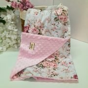 Βρεφική Κουβέρτα Minky Floral Ροζ